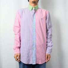 画像2: POLO Ralph Lauren "CUSTOM FIT" ギンガムチェック柄 クレイジーパターン コットンボタンダウンシャツ M (2)