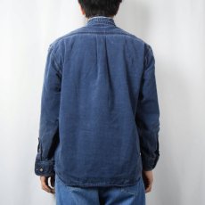画像3: 2000's Carhartt コットン ボタンダウンワークシャツ NAVY M (3)