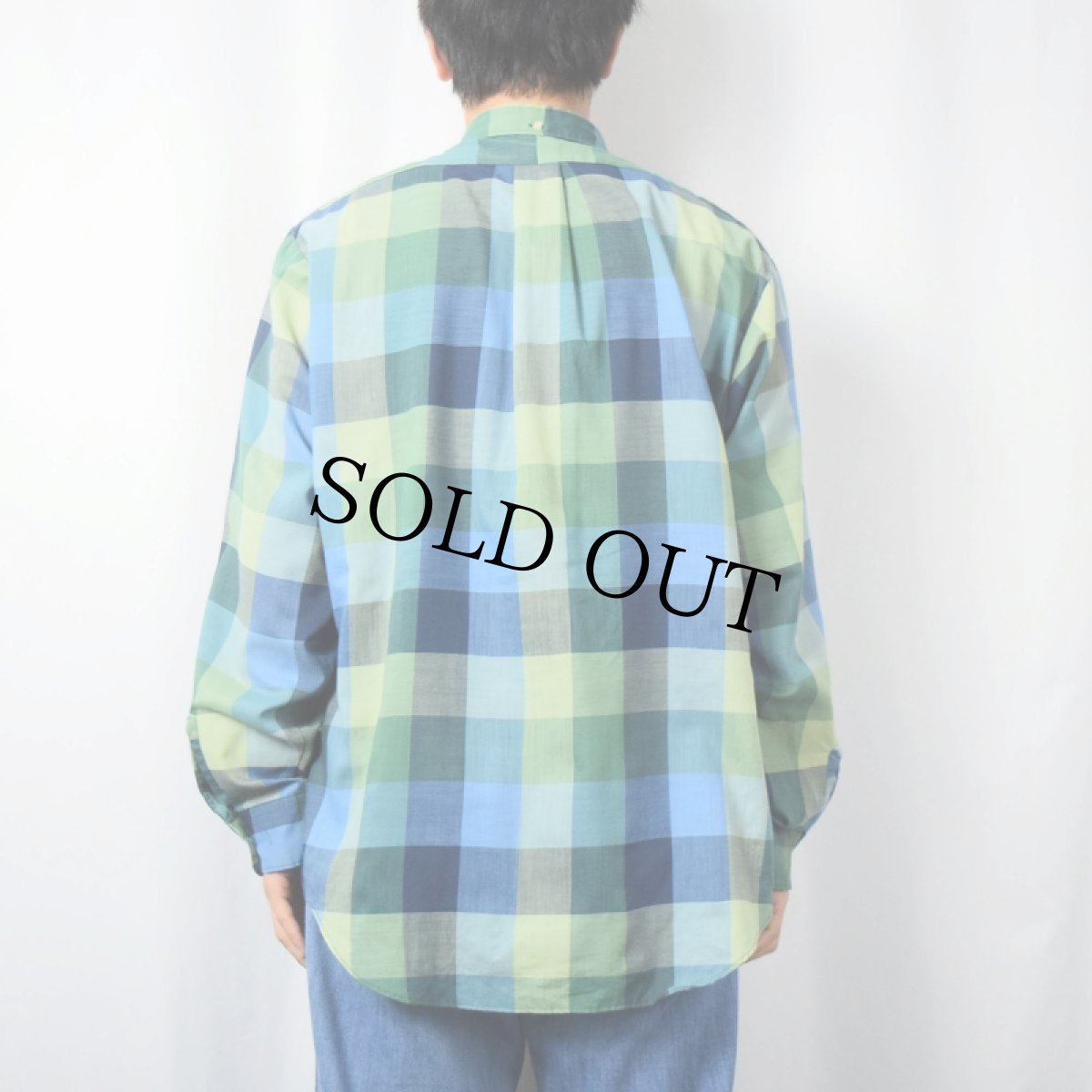 画像3: 60〜70's BRENT チェック柄 ポリエステル×コットン ボタンダウンシャツ L (3)