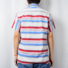 画像3: 60's Washington "Dee Cee" ボーダー柄 コットンオープンカラーシャツ M (3)