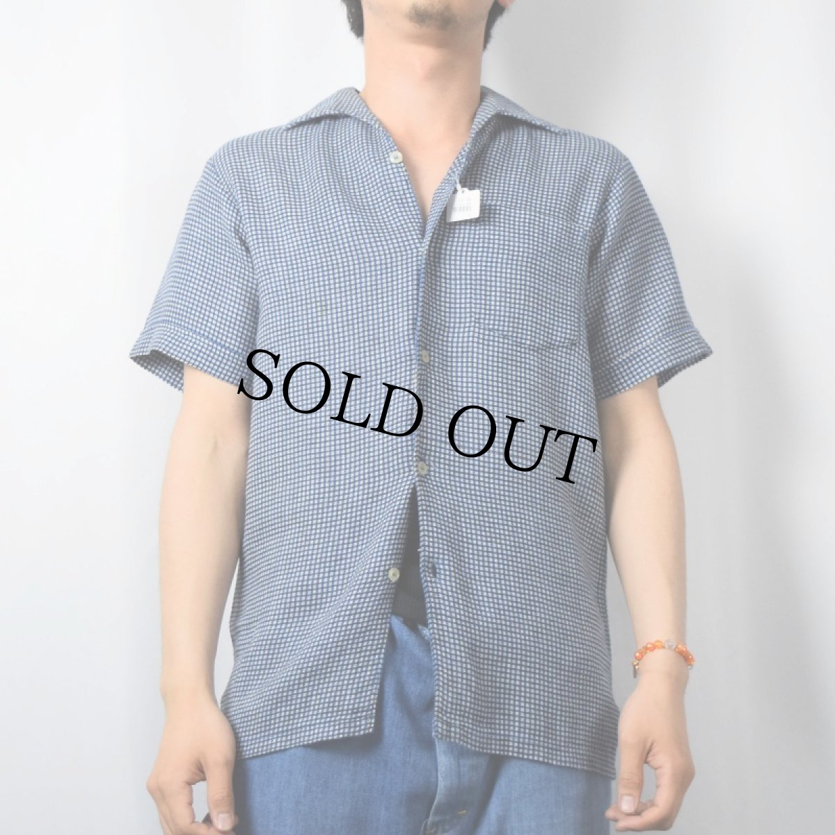 画像2: 50's AERTEX ENGLAND製 オープンカラーメッシュシャツ S (2)