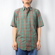 画像2: 60's Colvey's チェック柄 ポリエステル×コットン ボタンダウンシャツ M (2)