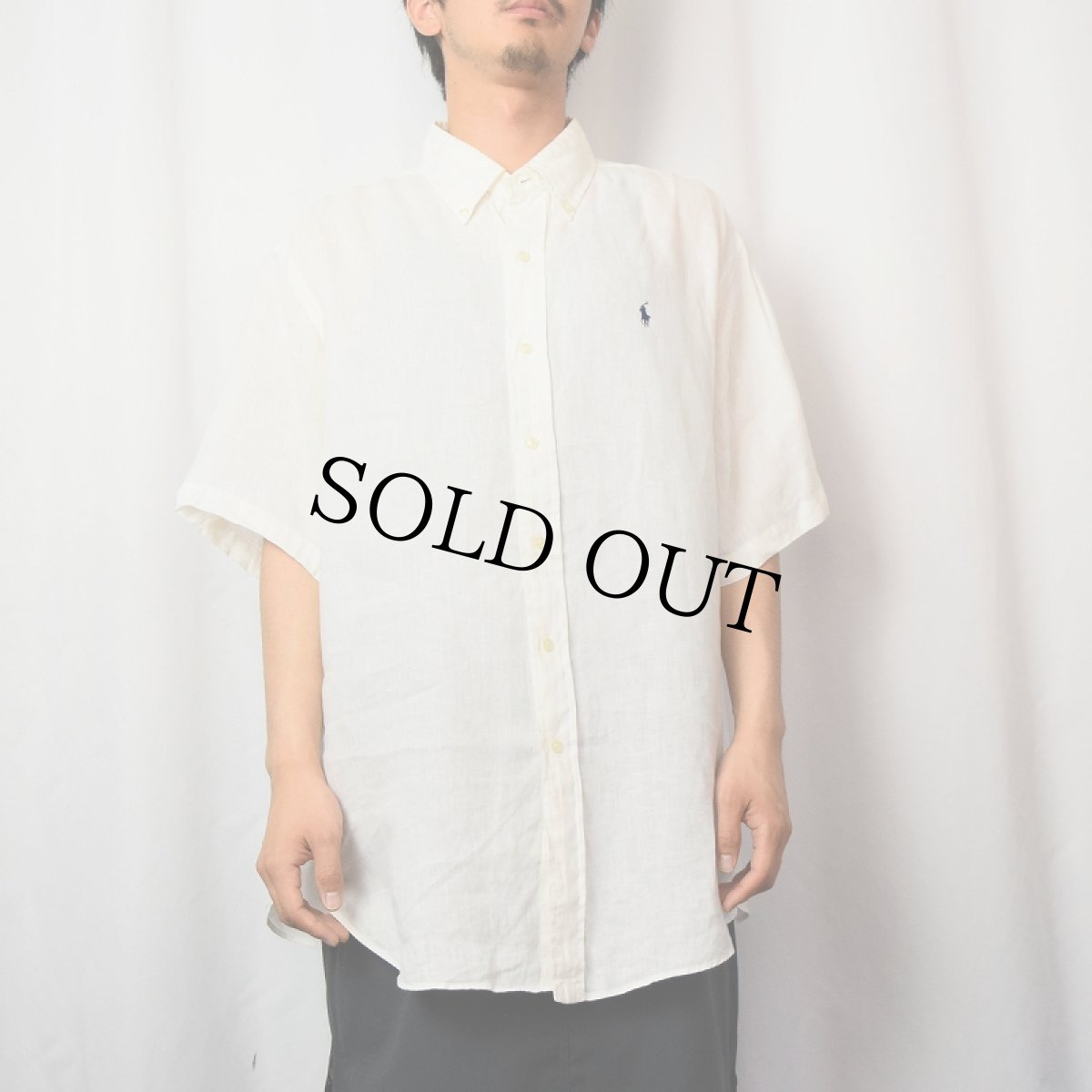 画像2: Ralph Lauren "CLASSIC FIT" リネンボタンダウンシャツ XL (2)