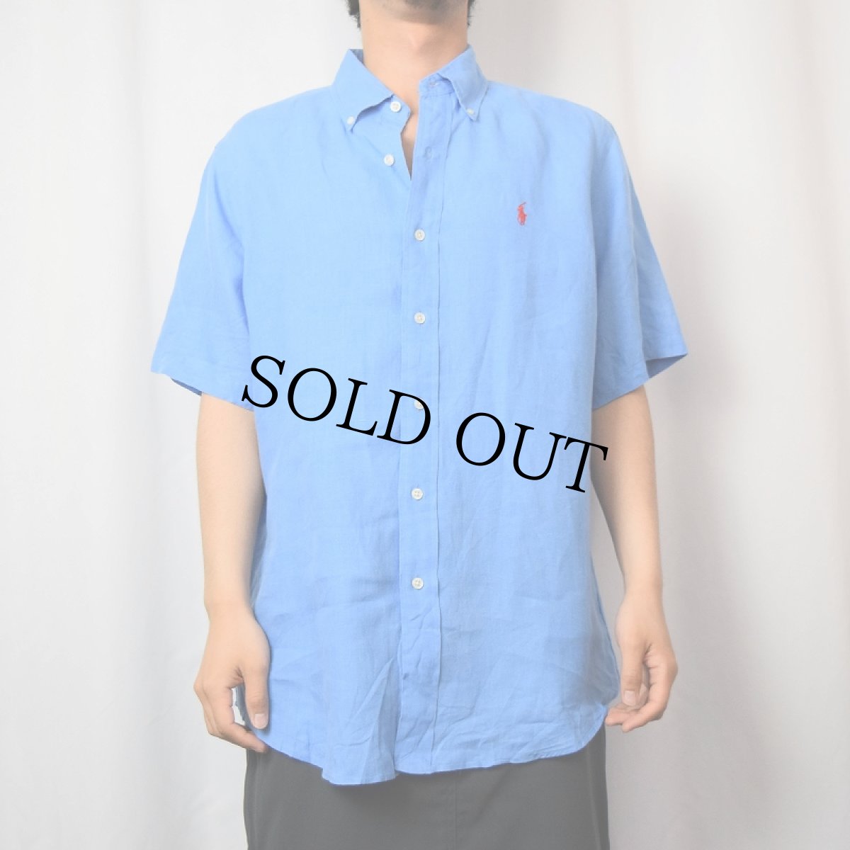 画像2: Ralph Lauren "CLASSIC FIT" リネンボタンダウンシャツ M (2)