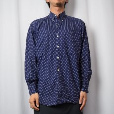 画像2: 90's GAP ドット柄 コットンボタンダウンシャツ NAVY S (2)