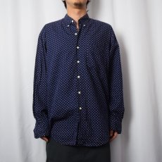 画像2: 90's GAP ドット柄 コットンボタンダウンシャツ NAVY M (2)