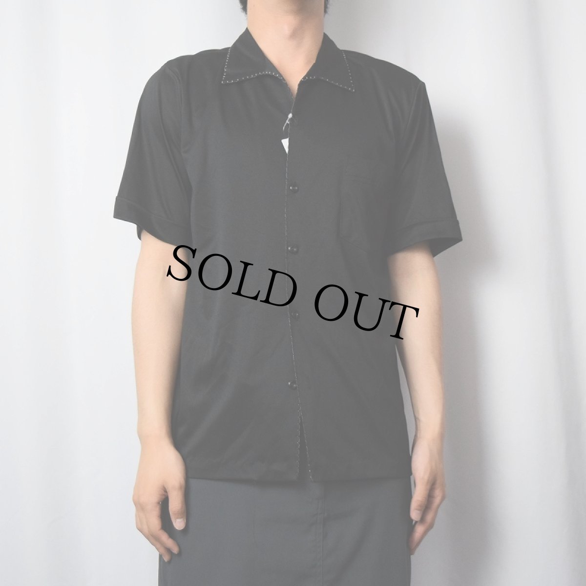 画像2: 70〜80's STYLED IN CALIFORNIA ポリエステルパジャマシャツ BLACK M (2)