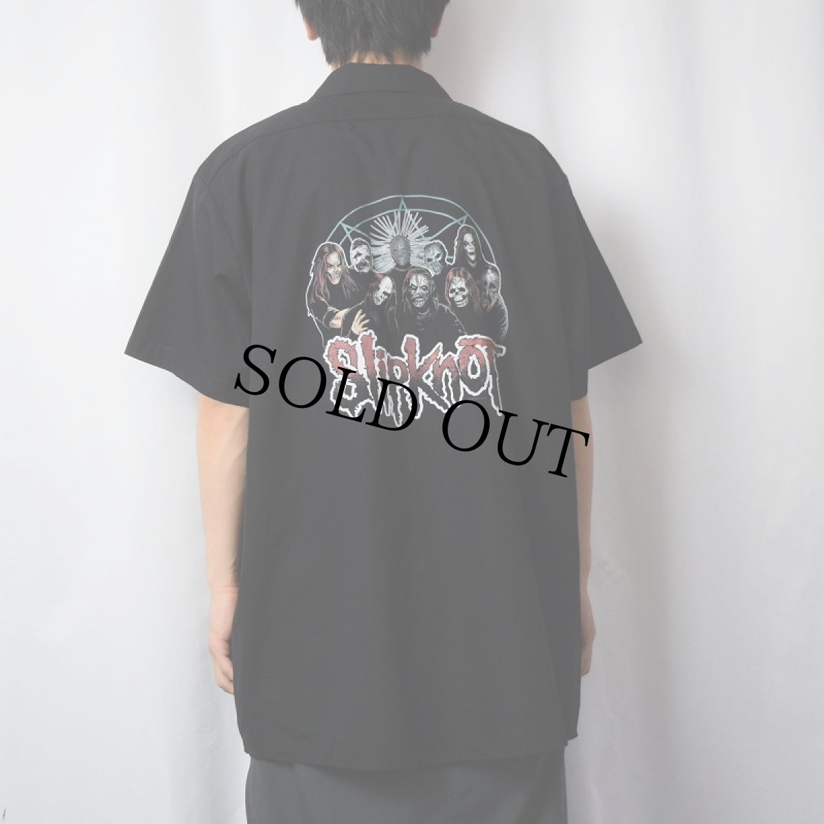 画像4: Slipknot ポリエステル×コットン ヘヴィメタルバンドプリントシャツ BLACK XL (4)