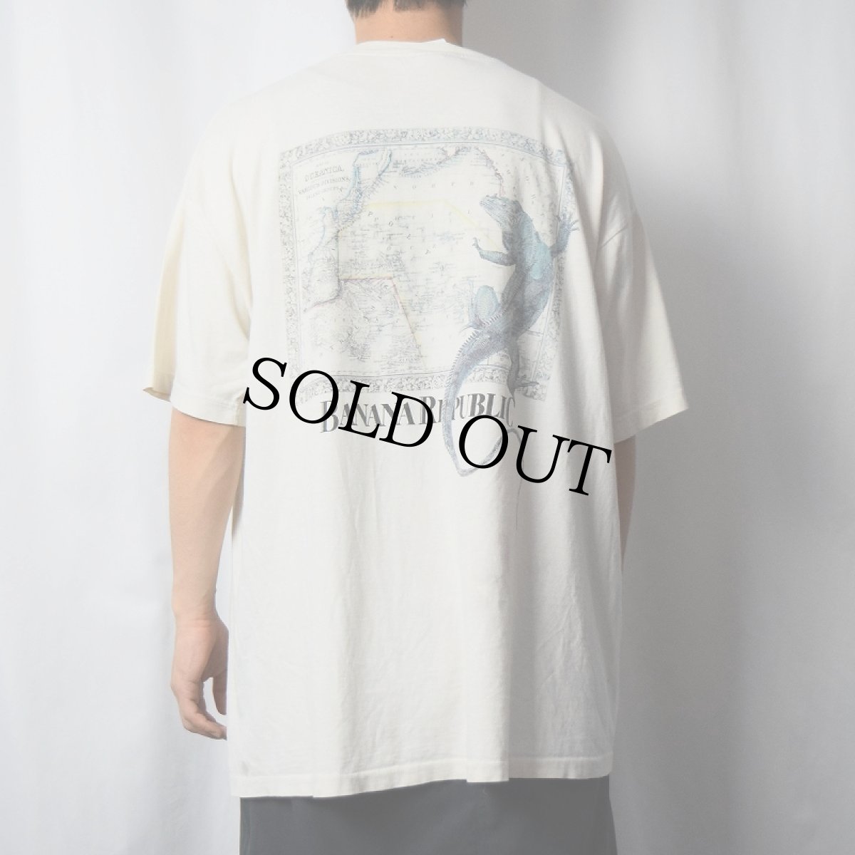 画像3: 90's BANANA REPUBLIC USA製 トカゲプリントTシャツ XL (3)
