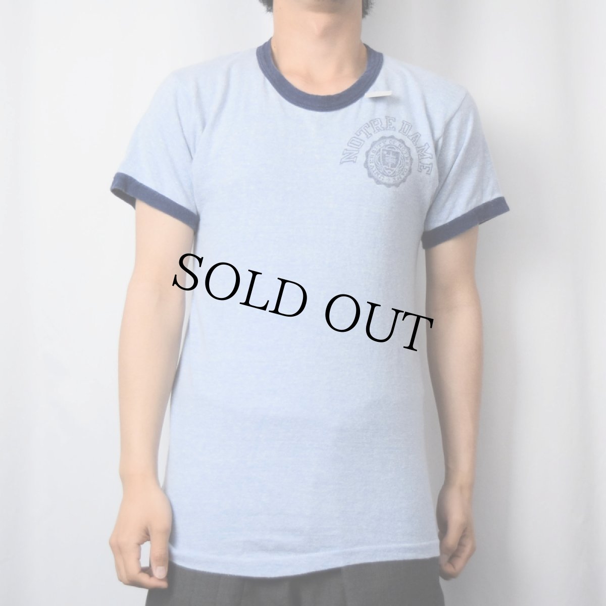 画像3: 【SALE】 60's Champion PRODUCTSタグ "NOTREDAME" プリントリンガーTシャツ M (3)