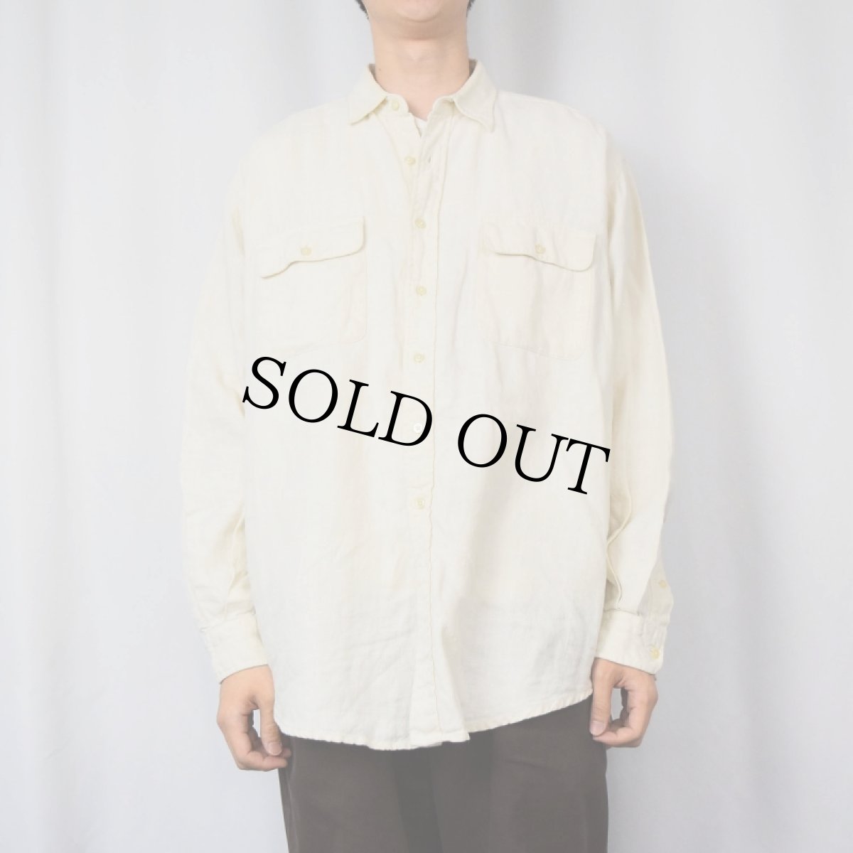 画像2: 90's POLO Ralph Lauren USA製 リネンワークシャツ L (2)