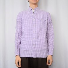 画像2: POLO Ralph Lauren マチ付き ギンガムチェック柄 シアサッカーボタンダウンシャツ S (2)