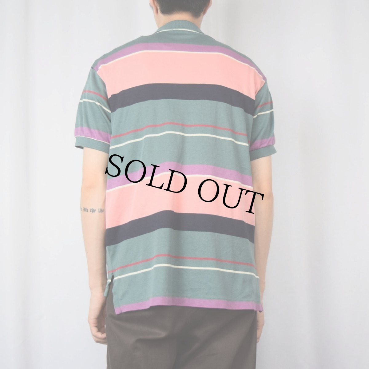 画像3: 90's POLO Ralph Lauren USA製 マルチボーダー柄 コットンポロシャツ L (3)