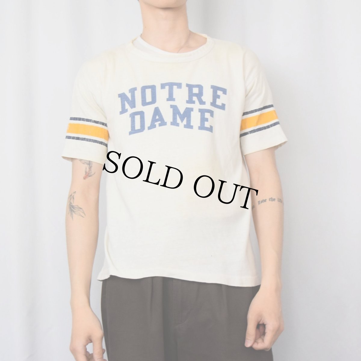 画像2: 70's Champion USA製 バータグ "NOTRE DAME" プリントTシャツ XL (2)