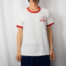 画像2: 70's Champion USA製 バータグ "SCHWINN" 自転車プリントリンガーTシャツ L (2)