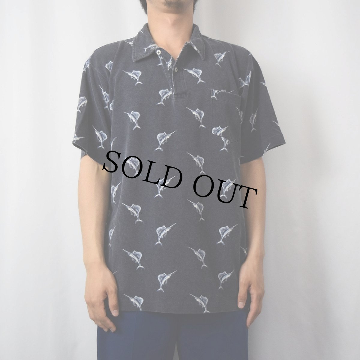 画像2: POLO Ralph Lauren 魚柄 鹿の子ポロシャツ XL (2)