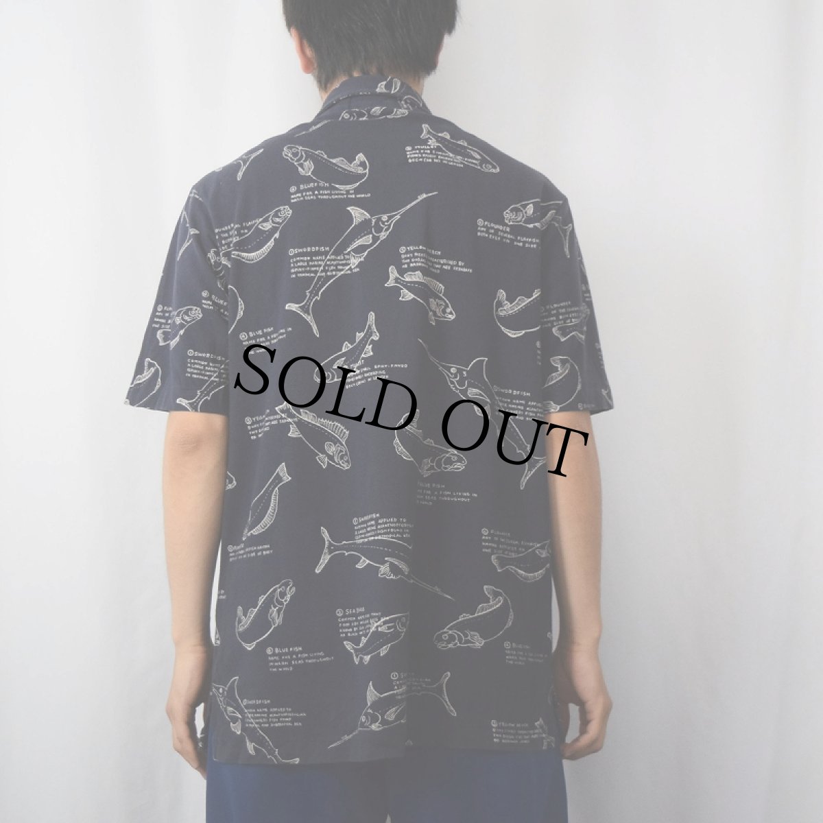 画像3: POLO SPORT Ralph Lauren 魚柄 鹿の子ポロシャツ NAVY L (3)