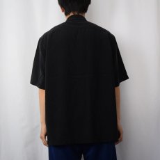 画像3: 90's Nat Nast 格子柄刺繍 シルクシャツ BLACK L (3)