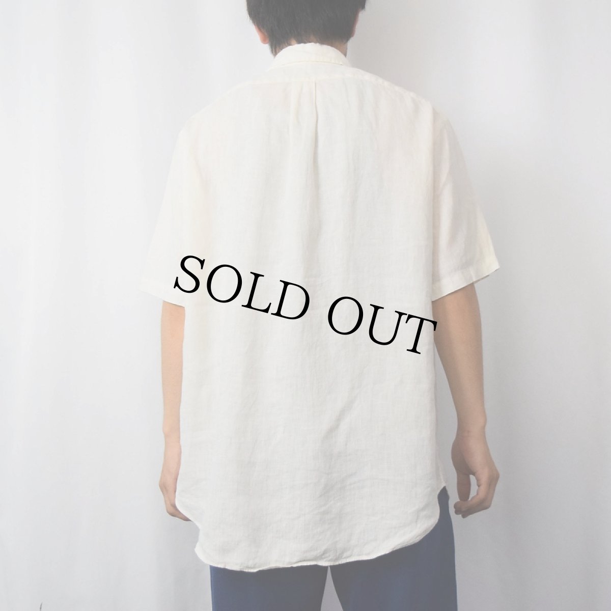 画像3: Ralph Lauren "Classic Fit" リネンボタンダウンシャツ L (3)