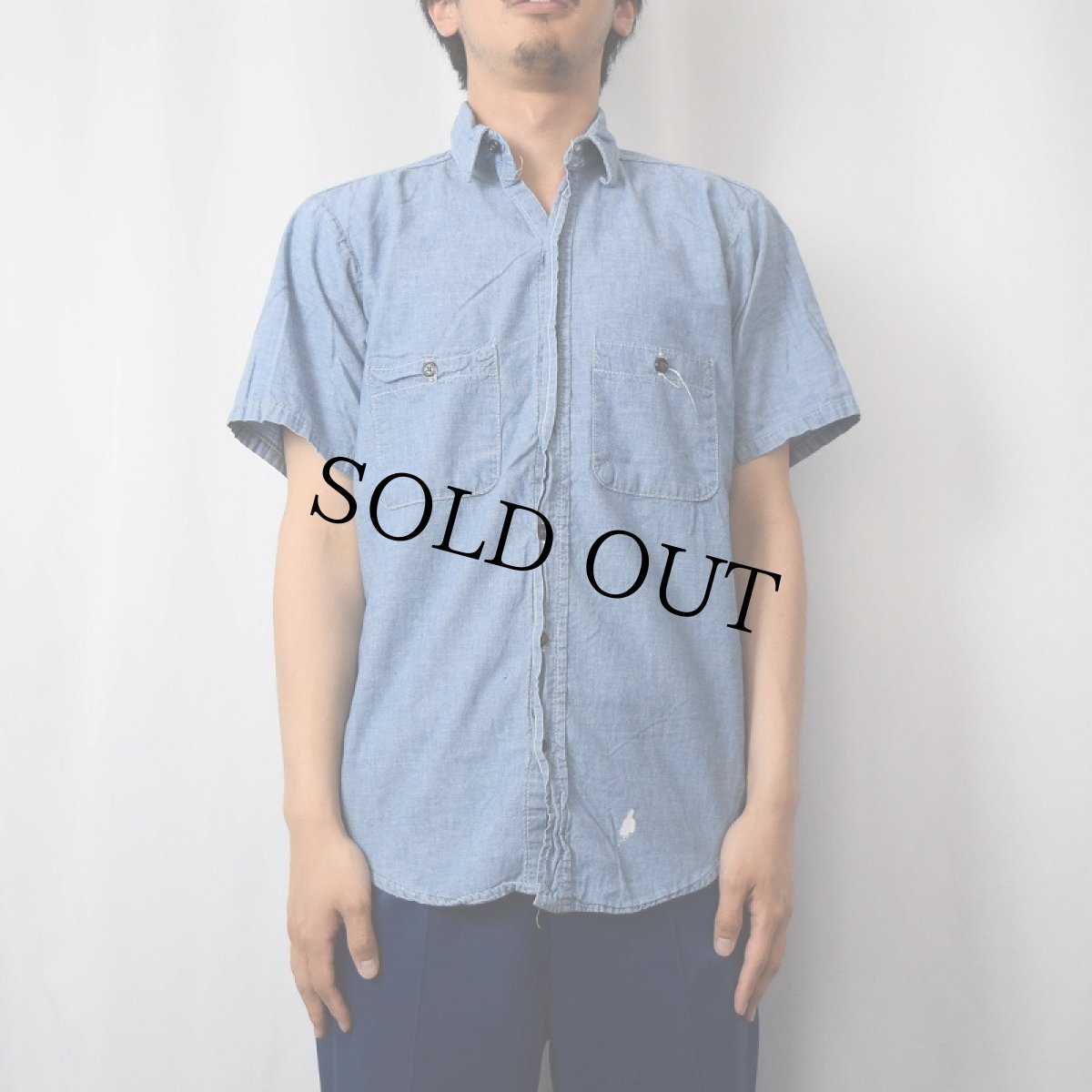 画像2: 70〜80's FIVE BROTHER USA製 シャンブレーシャツ SIZE15-M-15 1/2 (2)