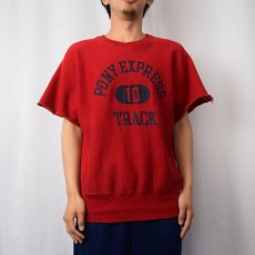 画像2: 70's Champion 赤単色タグ REVERSE WEAVE USA製 "PONY EXPRESS TRACK" カットオフスリーブスウェット M (2)