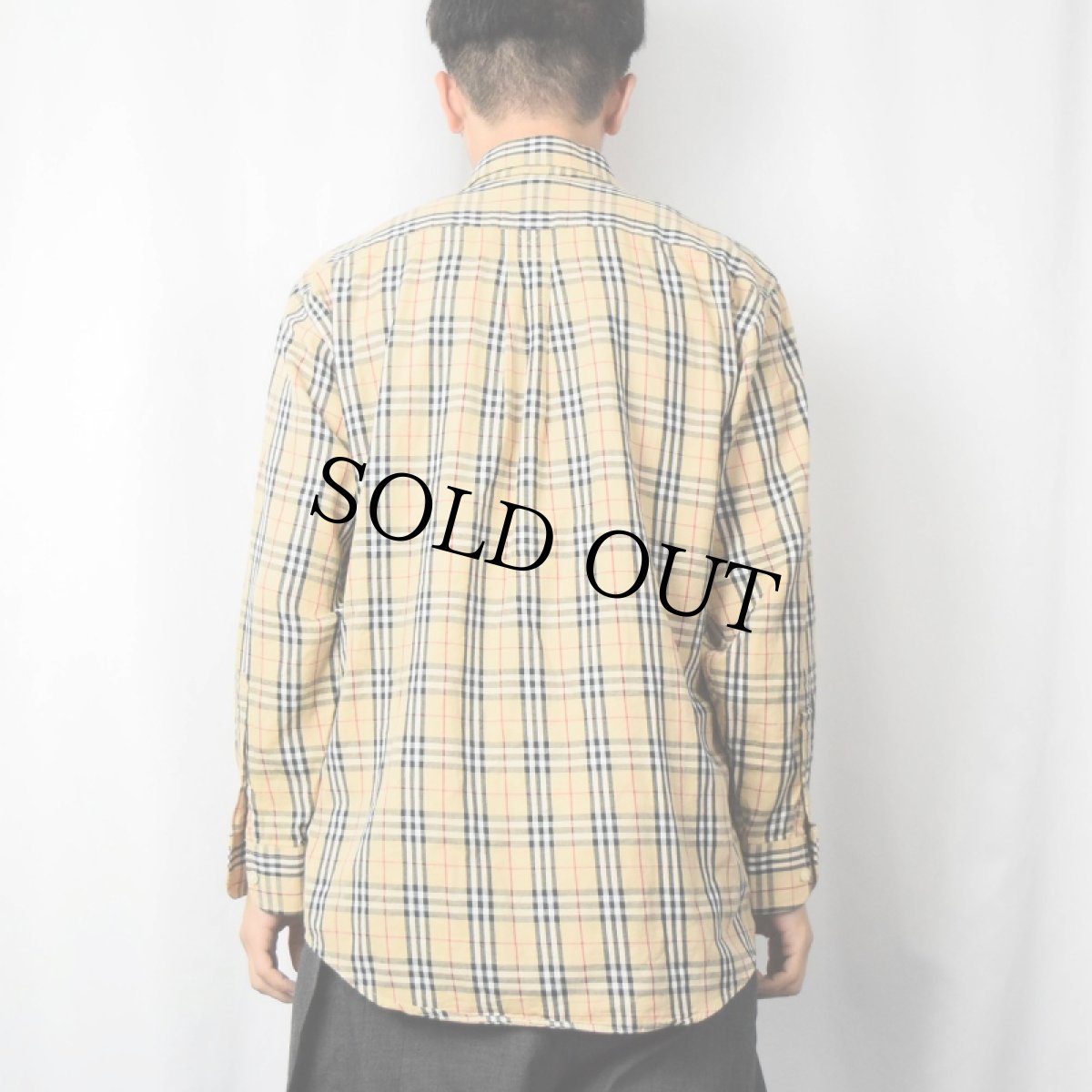 画像3: BURBERRY LONDON バーバリーチェック柄 ロゴ刺繍 コットンボタンダウンシャツ M (3)