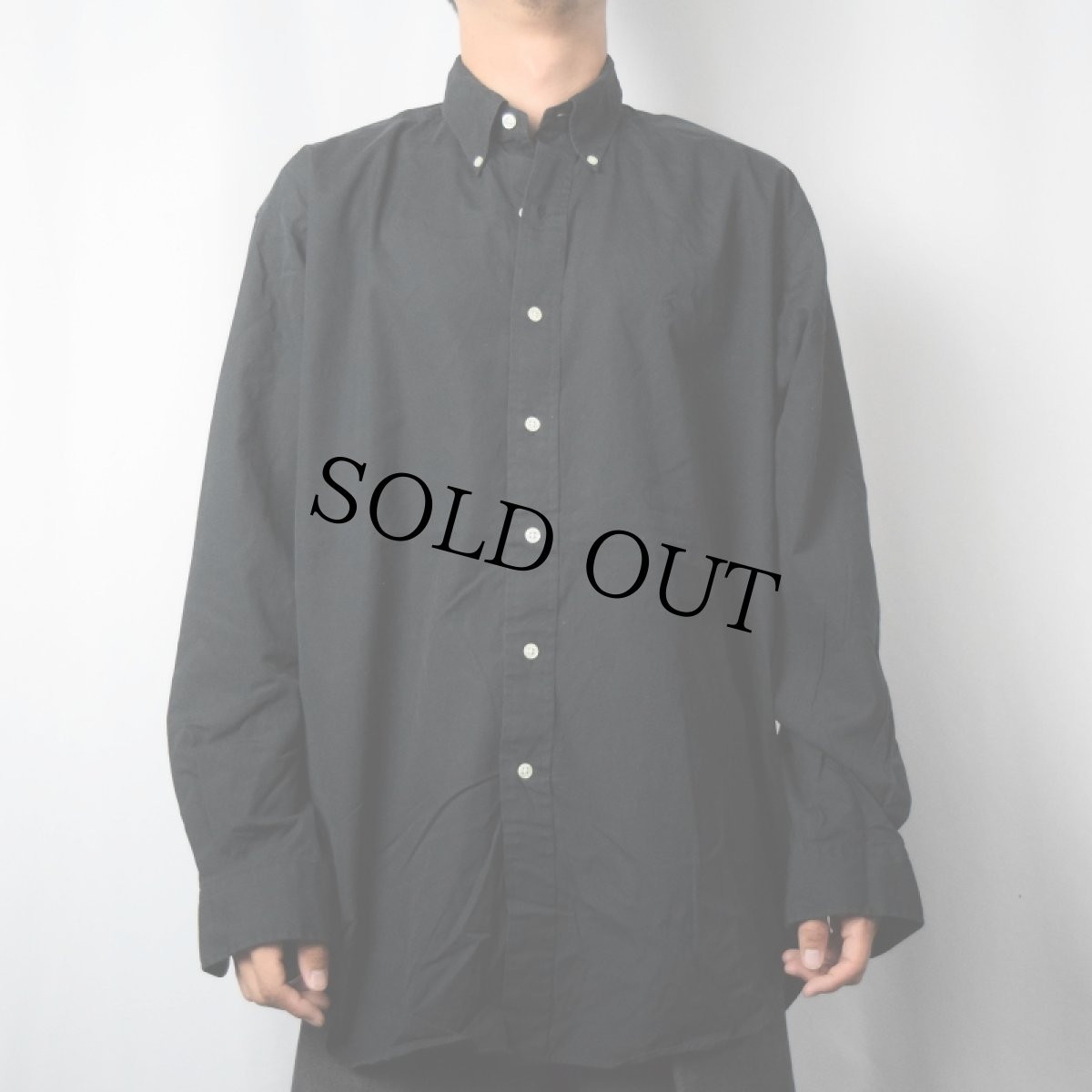 画像2: Ralph Lauren "BLAKE" ロゴ刺繍 コットンボタンダウンシャツ BLACK L (2)