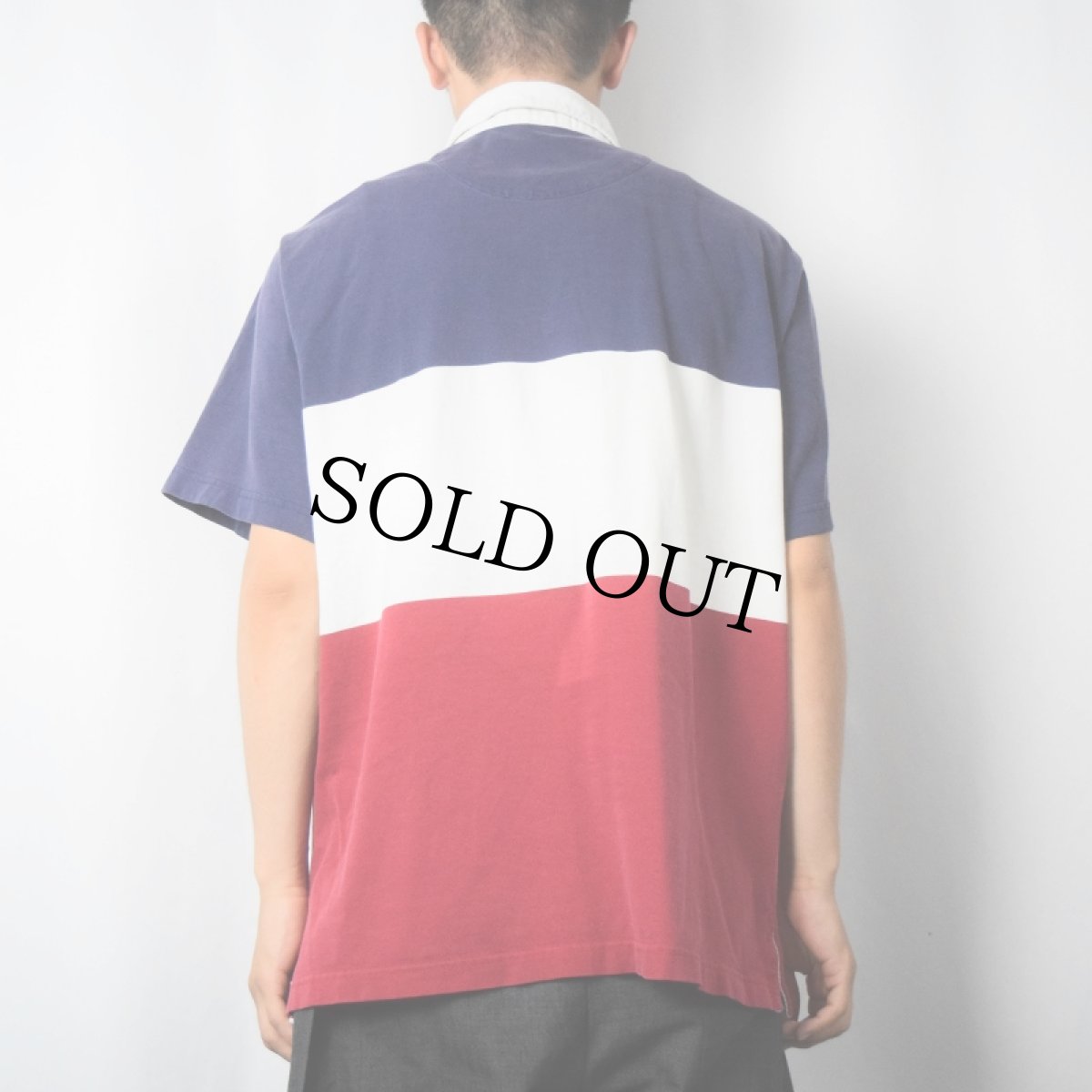 画像3: POLO Ralph Lauren トリコロールボーダー柄 ラガーシャツ L (3)