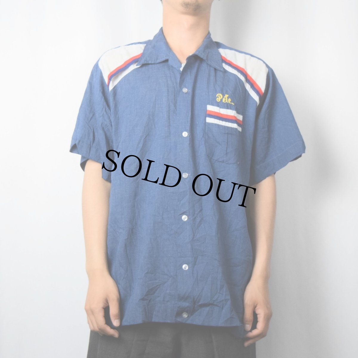 画像2: 70's Hilton USA製 ボーリングシャツ NAVY XL (2)
