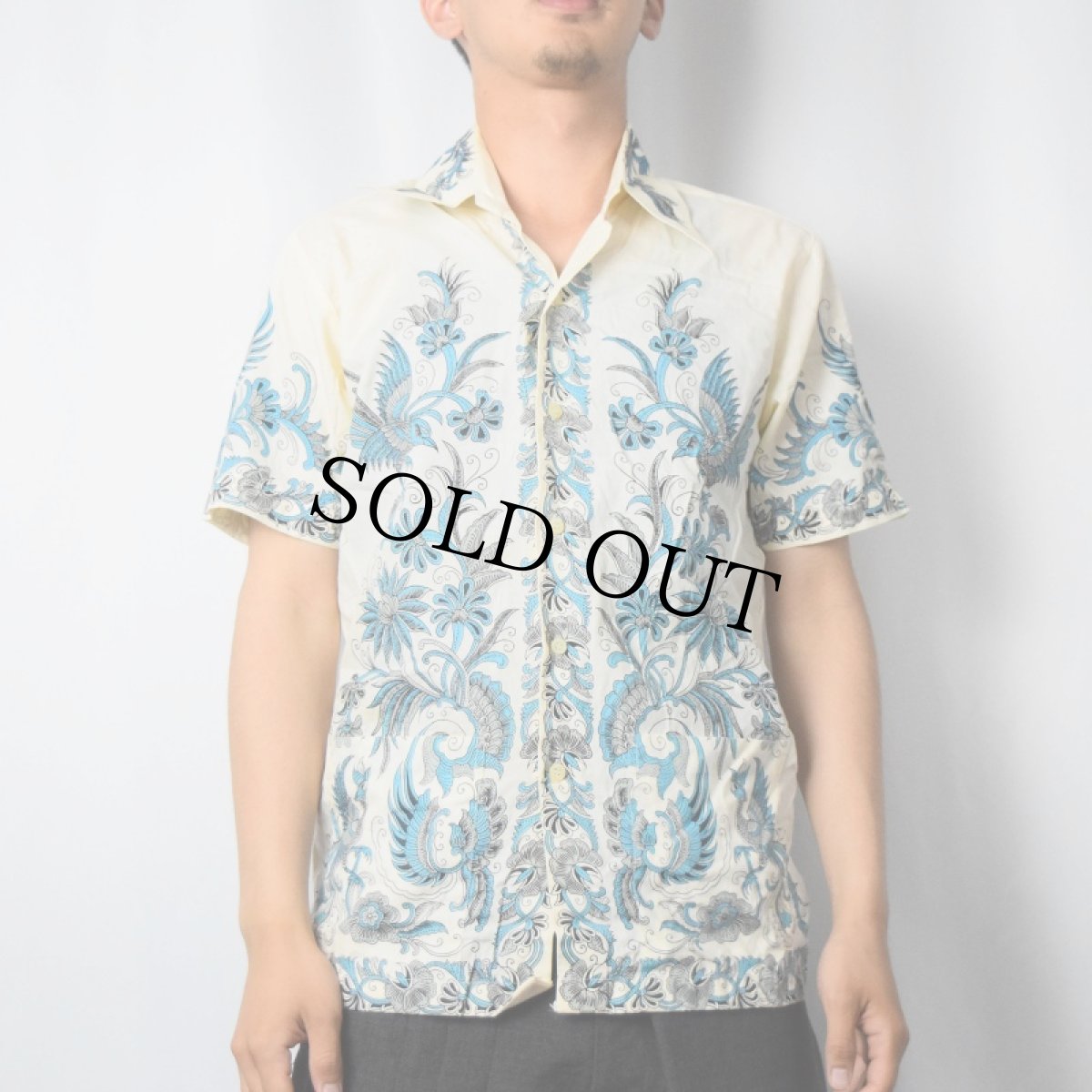 画像3: オリエンタル柄 ポリエステル×コットンシャツ M (3)