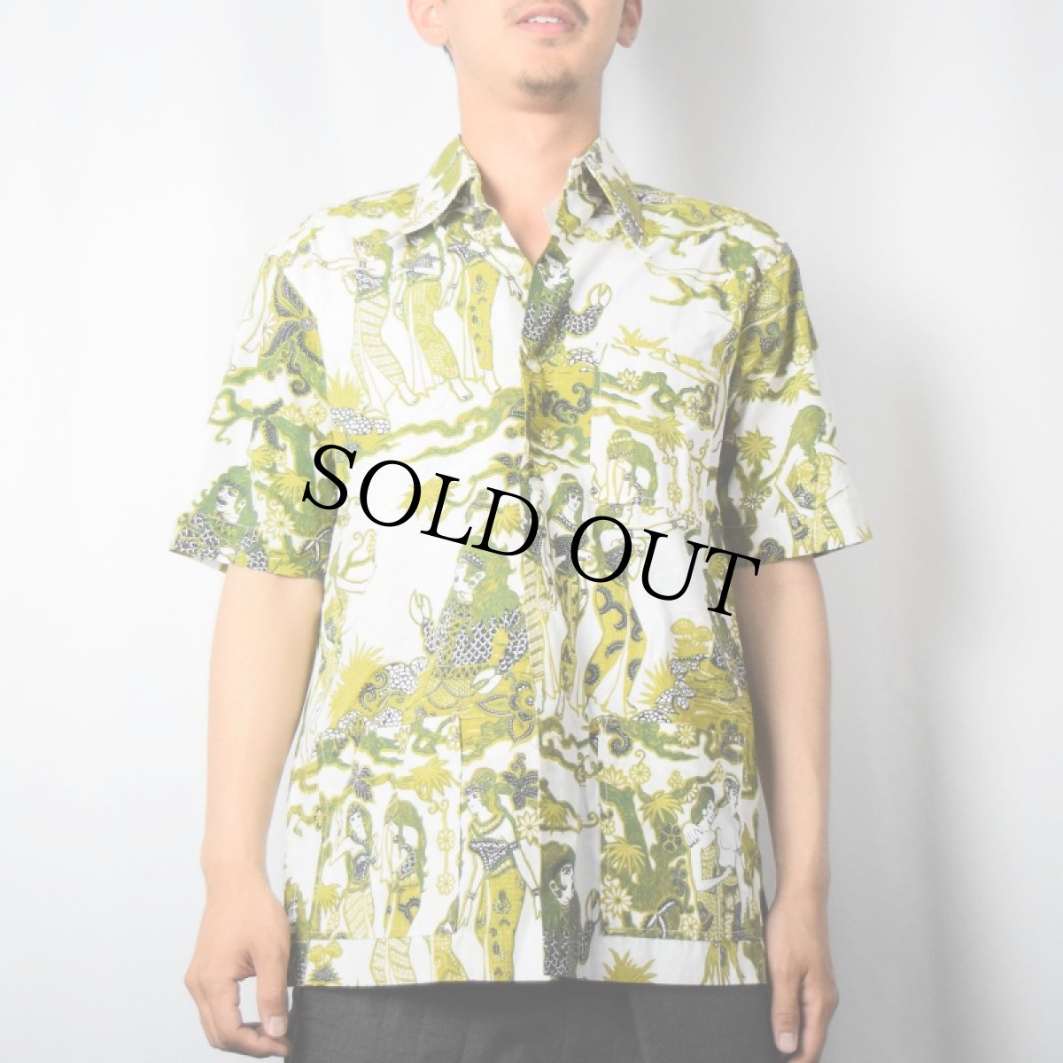 画像2: 70's ZINO 総柄 ポリエステル×コットンシャツ (2)
