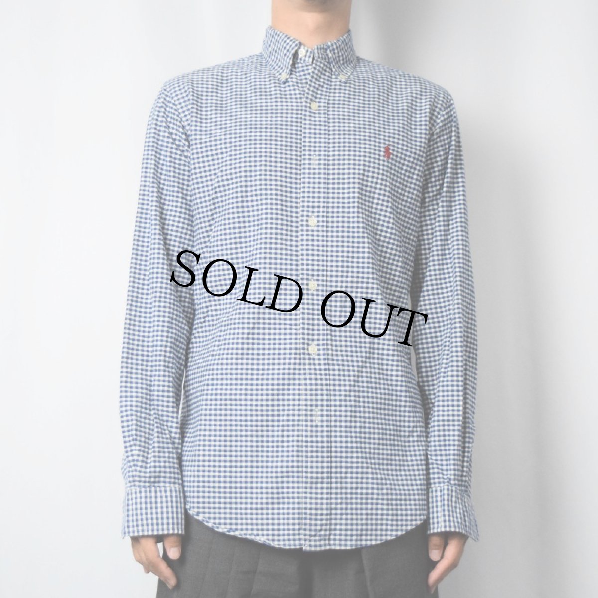 画像2: Ralph Lauren "CUSTOM FIT" ギンガムチェック柄 コットンボタンダウンシャツ S (2)