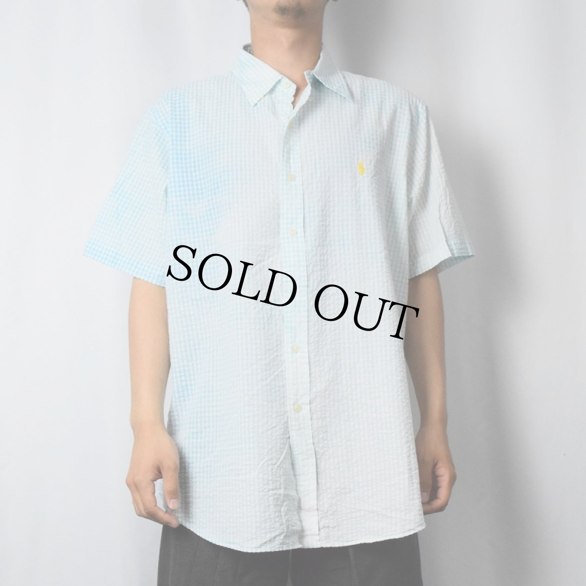 画像2: Ralph Lauren "CUSTOM FIT" ギンガムチェック柄 シアサッカーボタンダウンシャツ XL (2)
