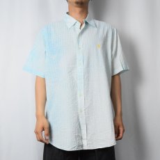 画像2: Ralph Lauren "CUSTOM FIT" ギンガムチェック柄 シアサッカーボタンダウンシャツ XL (2)