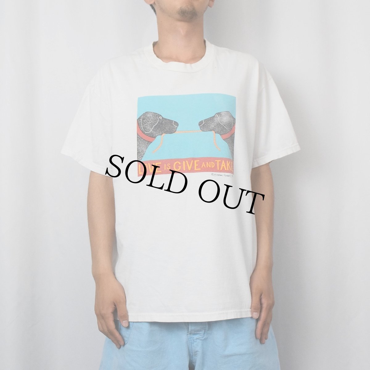 画像3: 90's Lee STEPHEN HUNECK "LOVE IS GIVE AND TAKE" アートプリントＴシャツ L (3)