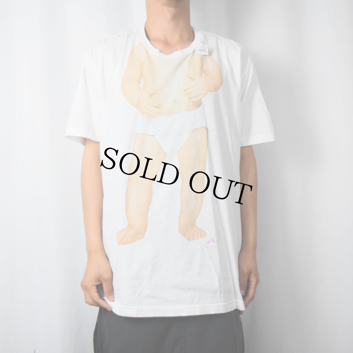 画像2: evian 飲料水メーカー 赤ちゃん 騙し絵プリントTシャツ XL (2)