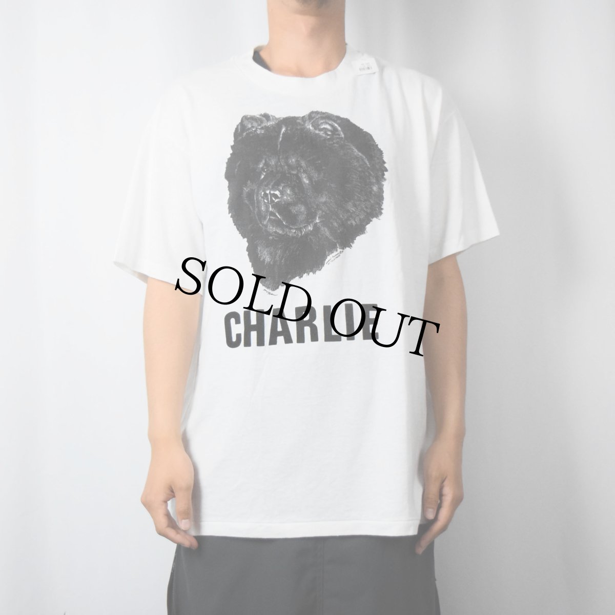 画像2: 90's USA製 "CHARLIE" 犬プリントTシャツ L (2)