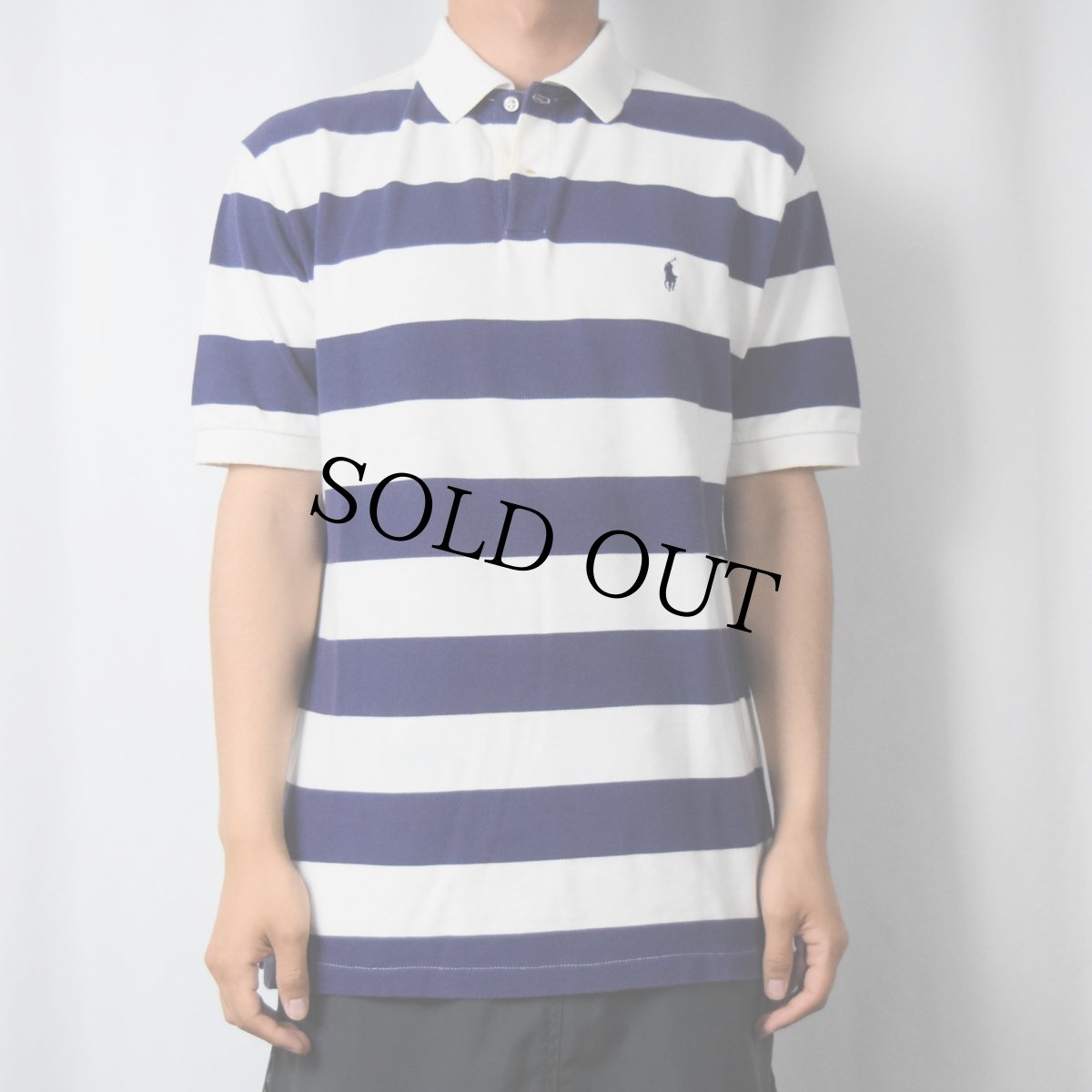 画像2: POLO Ralph Lauren ボーダー柄 ポロシャツ M (2)