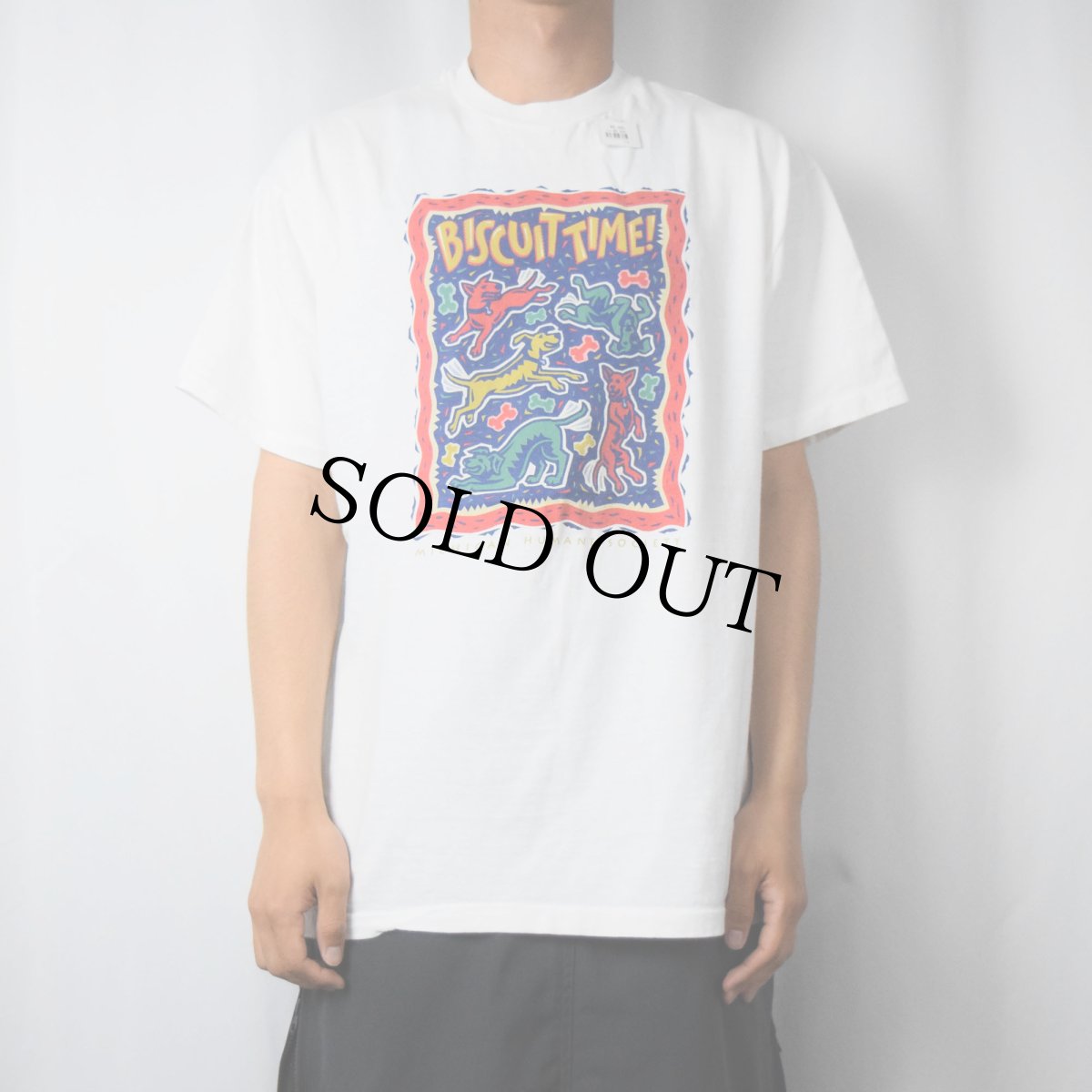 画像2: 90's MICHIGAN HUMANE SOCIETY USA製 "BISCUIT TIME" NPO団体イラストプリントTシャツ L (2)