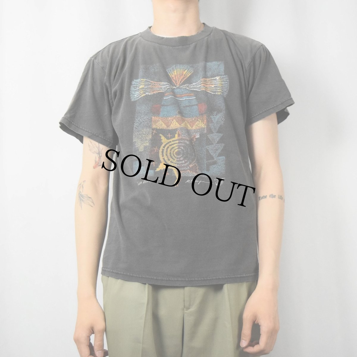 画像2: 90's "Turtle Katma" アートプリントTシャツ M (2)