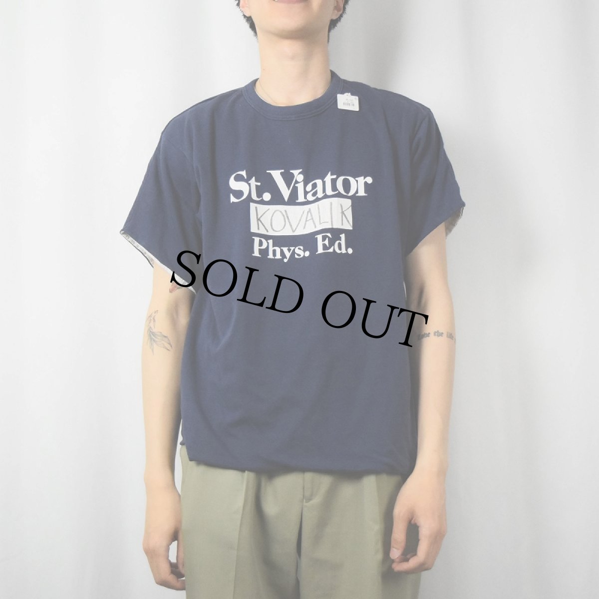 画像3: 70〜80's "St. Viator Phys. Ed." ダブルフェイス リバーシブルTシャツ NAVY (3)