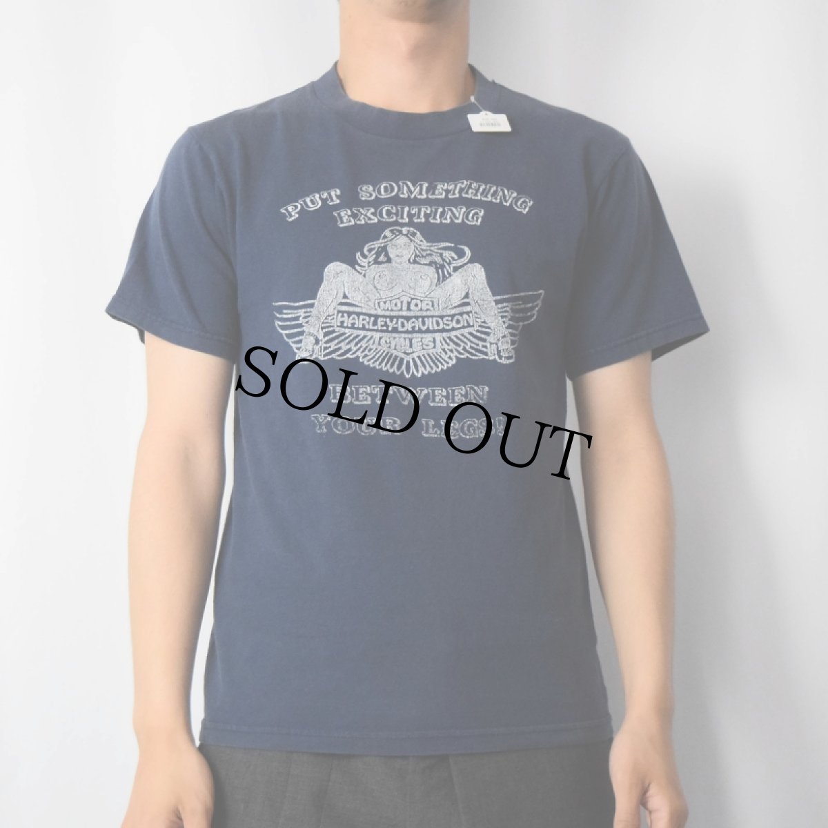 画像2: 70〜80's HARLEY-DAVIDSON "PUT SOMETHING EXCITING..." バイカープリントTシャツ NAVY (2)