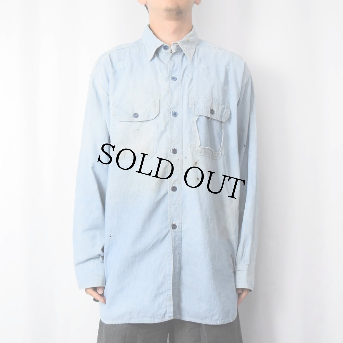 画像2: 50〜60's Sears WORK CLOTHES シャンブレーシャツ (2)