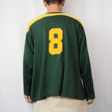 画像3: 50〜60's "No ONE DISTRICT" フロッキープリント レースアップフットボールTシャツ (3)
