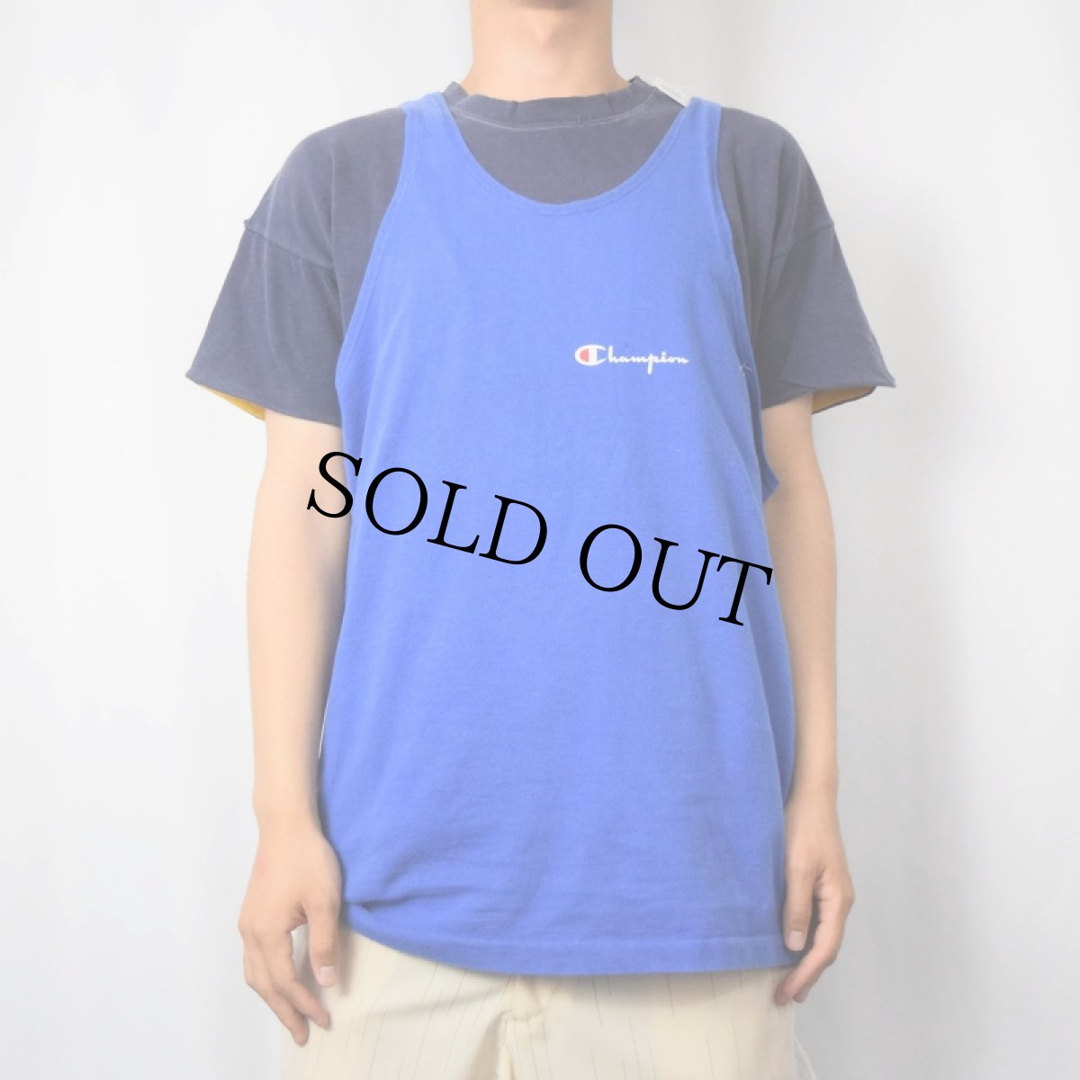 画像2: 80's Champion USA製 トリコタグ ロゴプリントタンクトップ XL (2)