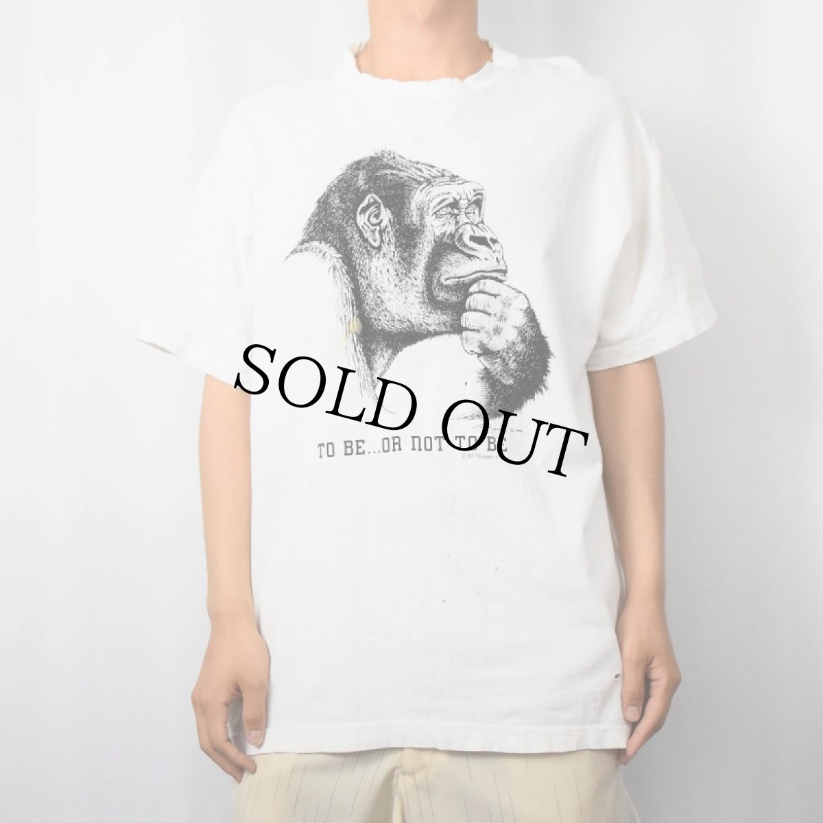 画像2: 90's Human-i-Tees "TO BE...OR NOT TO BE" ゴリラプリントTシャツ XL (2)