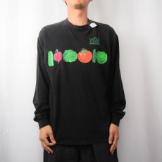 画像2: 90's WHOLE FOODS USA製 スーパーマーケットプリントロンT BLACK L (2)