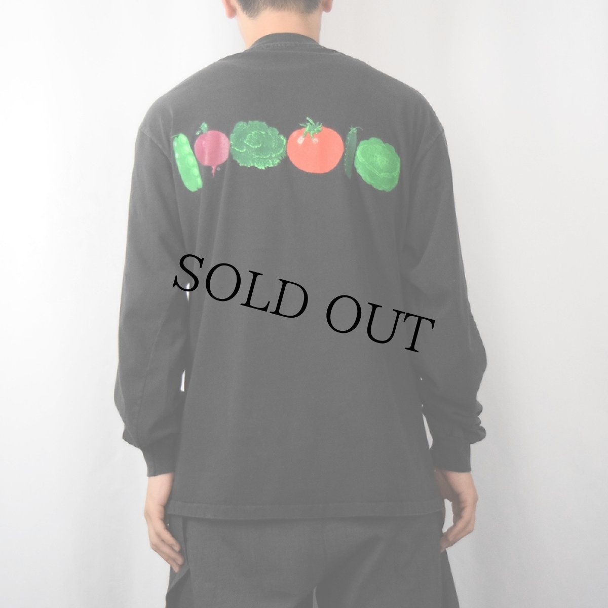 画像3: 90's WHOLE FOODS USA製 スーパーマーケットプリントロンT BLACK L (3)