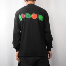 画像3: 90's WHOLE FOODS USA製 スーパーマーケットプリントロンT BLACK L (3)