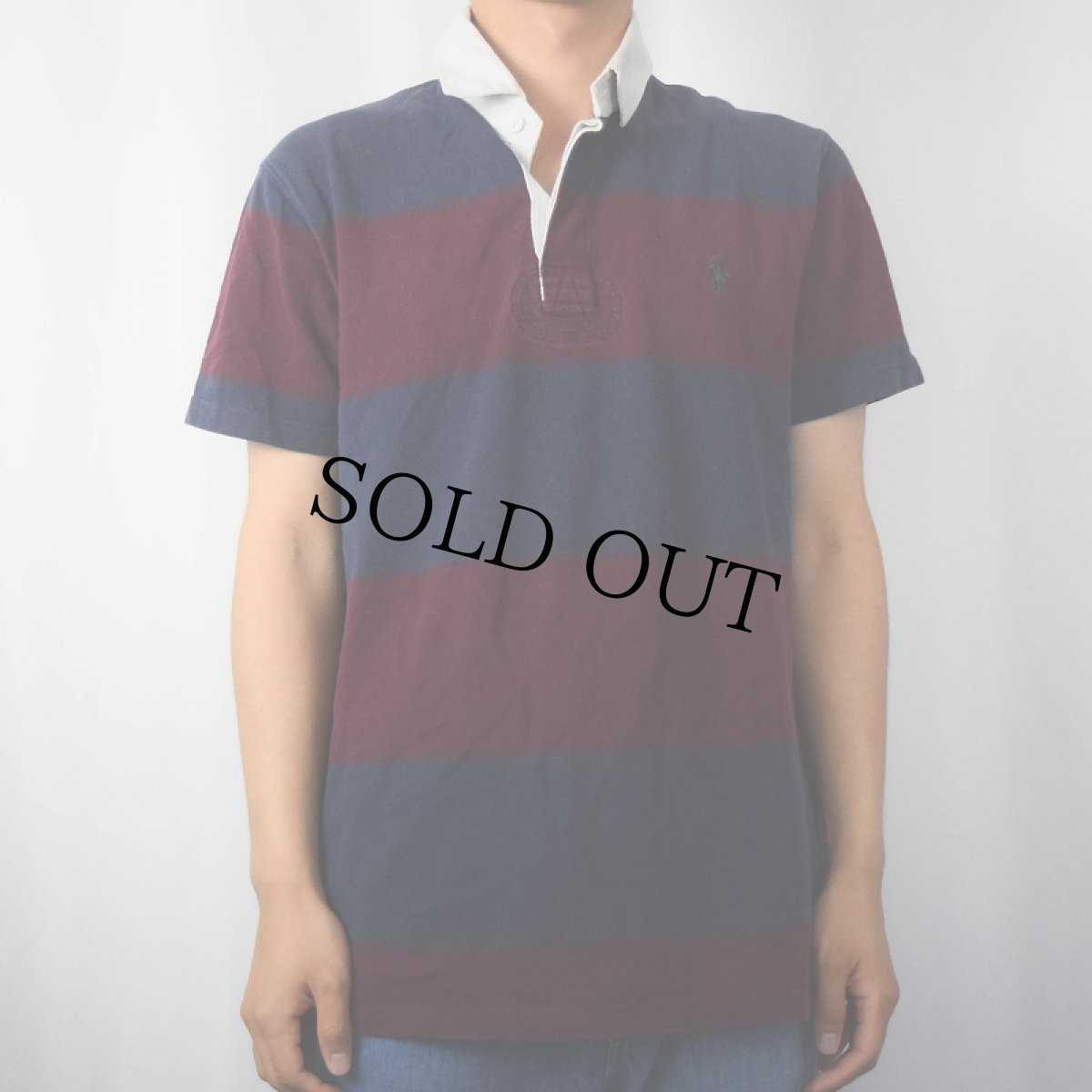 画像2: POLO Ralph Lauren ボーダー柄 ロゴ刺繍 ラガーシャツ L (2)